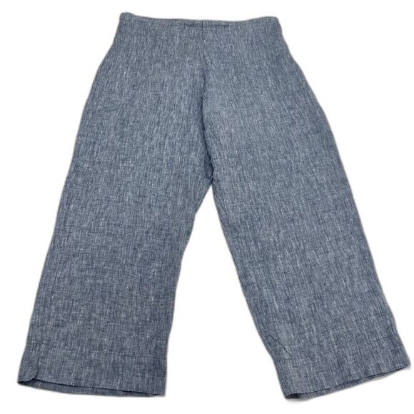 Bryn Walker Pants - Bryn Walker 100% Linen Wide Leg Light Blue Crop pants Size Med USA
